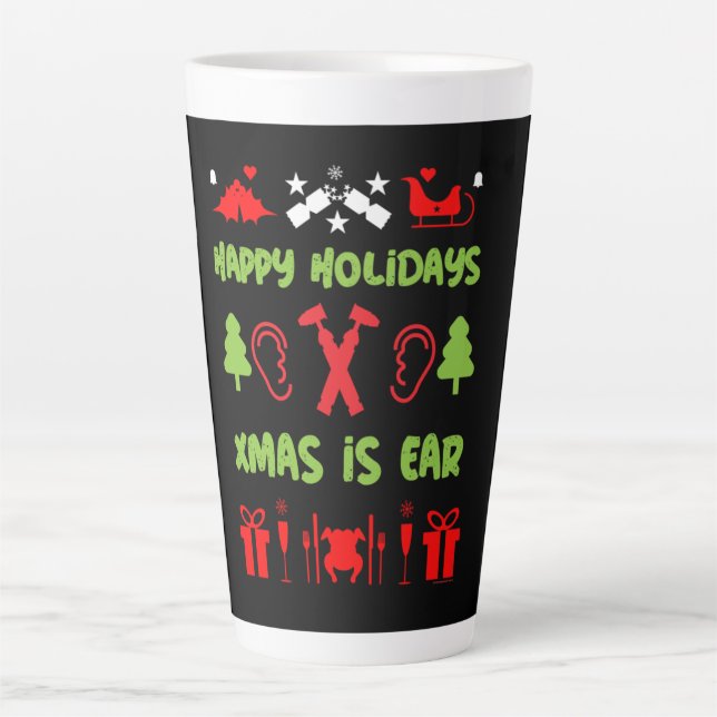 Caneca De Café Latte ENT Otorrinolaringologista Xmas Lar (Frente)