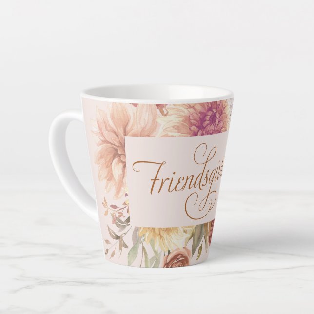 Caneca De Café Latte Entretenimento com Amizade Elegante (Ângulo esquerdo)