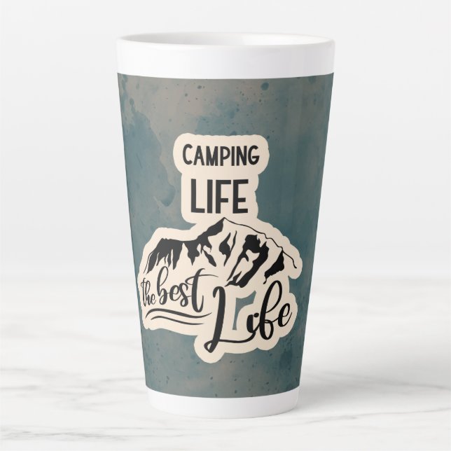 Caneca De Café Latte Entusiasta de acampamento (Frente)