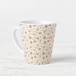 Caneca De Café Latte Envelopes Fofos & Corações Sem Costura do Dia dos