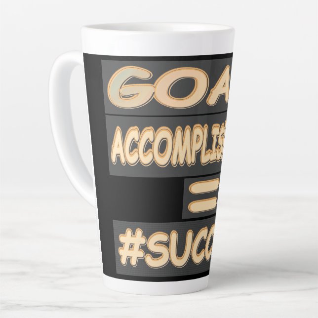 Caneca De Café Latte "EQUAÇÃO DE SUCESSO" Design. Comprar Agora (Ângulo esquerdo)
