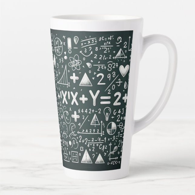 Caneca De Café Latte Equações de Matemática Brainy Brew (Direita)
