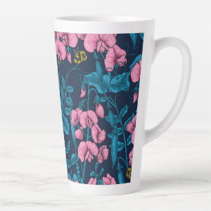 Caneca De Café Latte Ervilhas doces e espécimes do gênero Bombus spp.,
