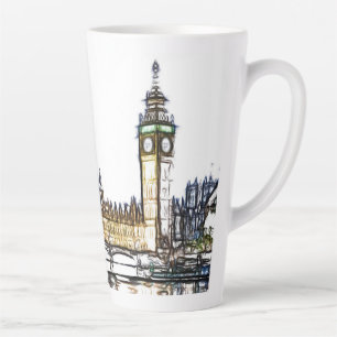 Caneca De Café Latte Esboço Artístico do Palácio de Westminster