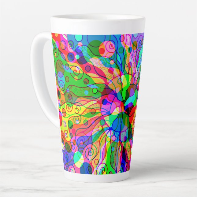 Caneca De Café Latte Esboço de arte fantasiosa - Abstrato Neon Shift 1 (Ângulo esquerdo)