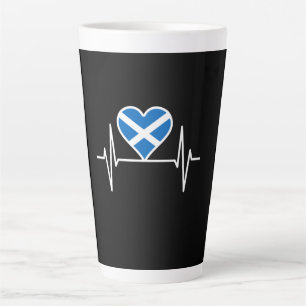 Caneca De Café Latte Escócia - Scotland Flag Heartbeat