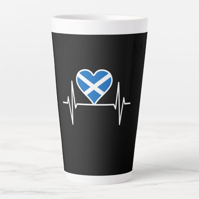 Caneca De Café Latte Escócia - Scotland Flag Heartbeat (Frente)