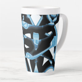 Caneca De Café Latte Escórias ou fitas pretas e azuis destruídas