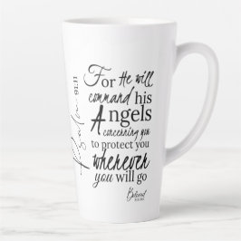 Caneca De Café Latte Escritura Cristã de Proteção de Anjo Psalm 91