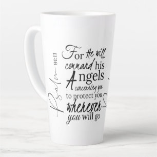 Caneca De Café Latte Escritura Cristã Psalm 91 Angel Protection