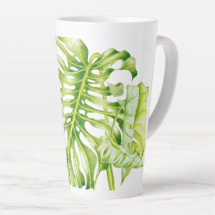 Caneca De Café Latte Esculturas de folhas em uma grande lata