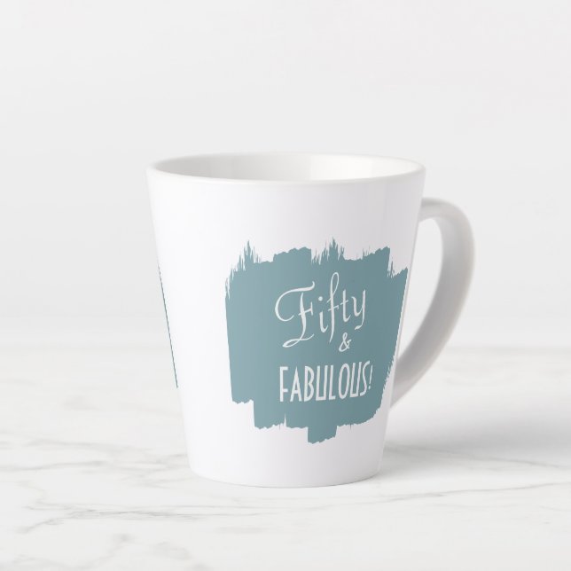 Caneca De Café Latte Esfregão de Tinta de Script Chic - 50 e FABULOSO A (Ângulo direito)