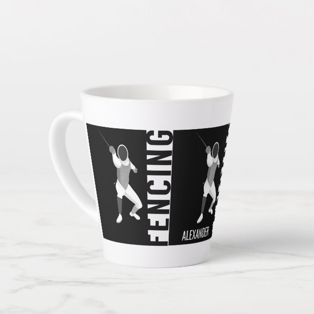 Caneca De Café Latte Esgrima (Ângulo esquerdo)