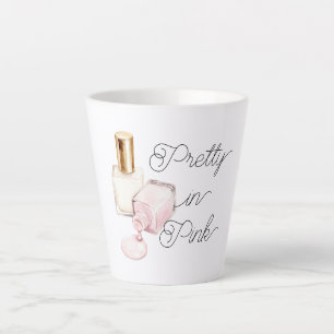Caneca De Café Latte Esmalte Branco Pretty in Pink