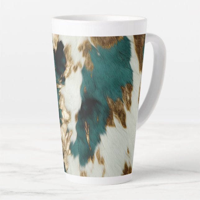 Caneca De Café Latte Esmeralda Dourada branca ocidental (Ângulo direito)