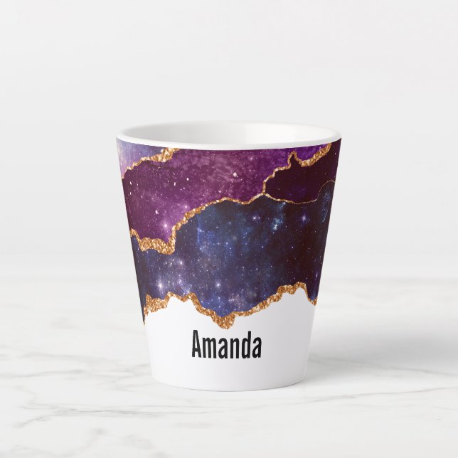 Caneca De Café Latte Espaço Azul e Roxo e estrelas Agitação moderna (Frente)