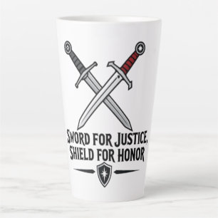 Caneca De Café Latte Espada Para Justiça Escudo Para Honra Fantasia de