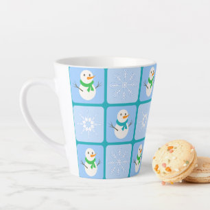 Caneca De Café Latte Espelho de neve e flocos de neve com verificação d