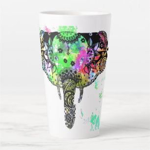 Caneca De Café Latte Espelho de tinta do arco-íris de mandala moderna