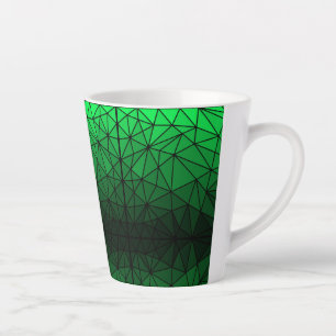 Caneca De Café Latte Espelho de vidro manchado 02.Verde.Linha preta BG