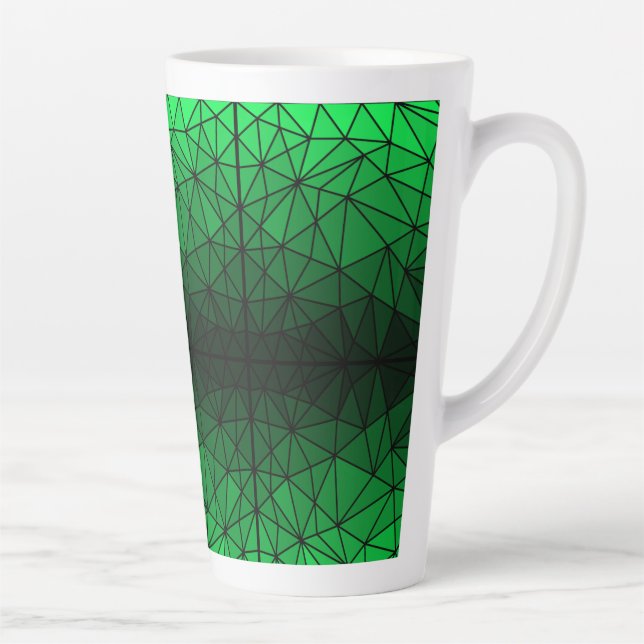 Caneca De Café Latte Espelho de vidro manchado 02.Verde.Linha preta BG (Direita)