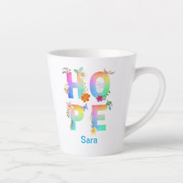 Caneca De Café Latte Esperança de inspiração motivacional artística pos