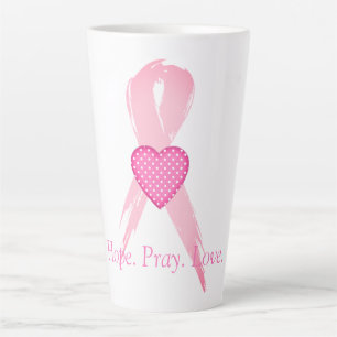 Caneca De Café Latte Esperança. Reze. Amor. Sensibilização do Cancer da