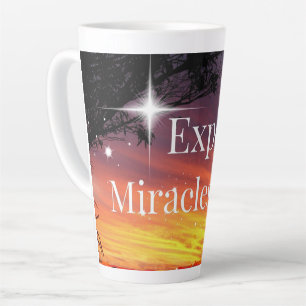 Caneca De Café Latte Esperar milagres brilham aspas inspiracionais suns