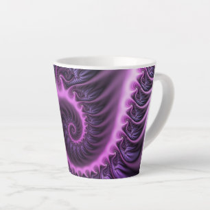 Caneca De Café Latte Espiral De Arte Fractal, Roxal, Rosa-Legal, vívid