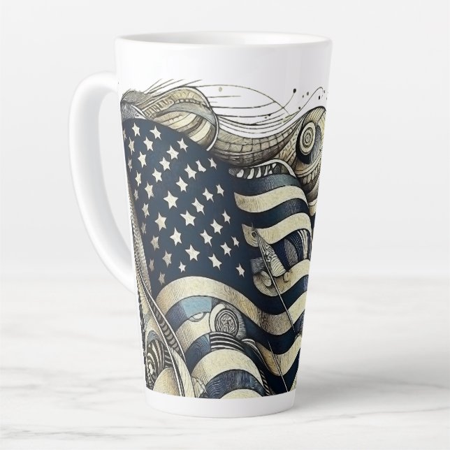 Caneca De Café Latte Espírito Americano, Flair Artístico (Ângulo esquerdo)