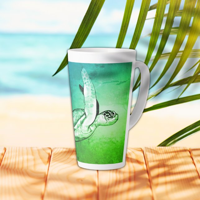Caneca De Café Latte Espírito Animal Tartaruga Marinha Arte Original (Criador carregado)