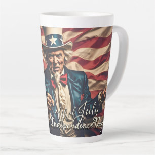 Caneca De Café Latte Espírito de Liberdade em Vermelho, Branco e Azul