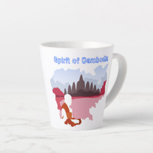 Caneca De Café Latte Espírito do Mapa do Camboja com Monk