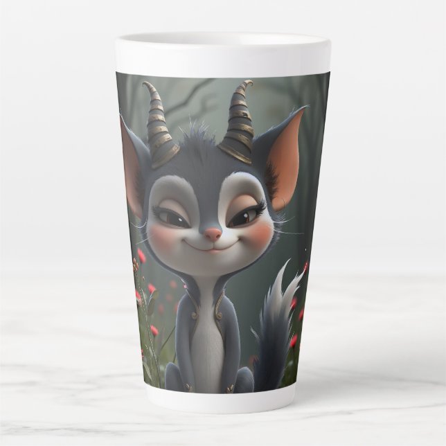 Caneca De Café Latte Espírito Florestal da Flor Carmesim ao Luar.  (Frente)