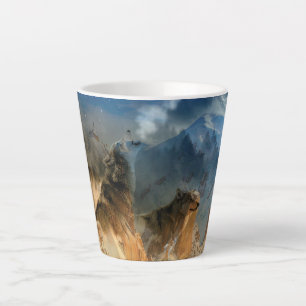 Caneca De Café Latte Espíritos do Lobo em Montanha