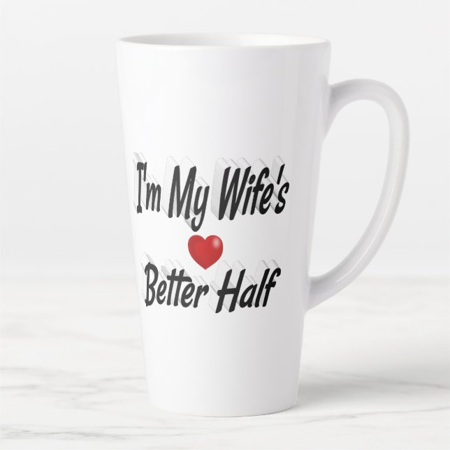 Caneca De Café Latte Esposa, citação engraçada, texto preto (Direita)