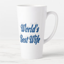 Caneca De Café Latte Esposa com texto azul