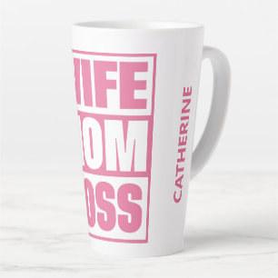 Caneca De Café Latte Esposa de Nome Personalizado - Mãe - Chefe
