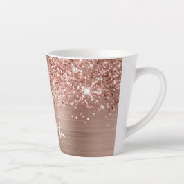 Caneca De Café Latte Espumante da Rosa de brilho Dourado com brilho