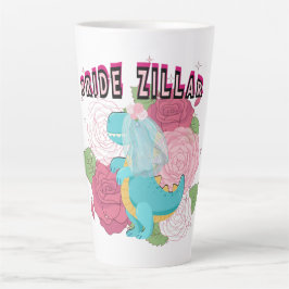 Caneca De Café Latte Esquadrão de casamento da noiva do dinossauro Miki