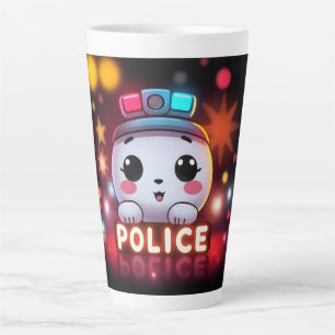 Caneca De Café Latte Esquadrão de Polícia Fofo – Design de Patrulha Ado
