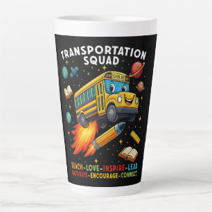 Caneca De Café Latte Esquadrão de Transporte Motorista de Ônibus Escola