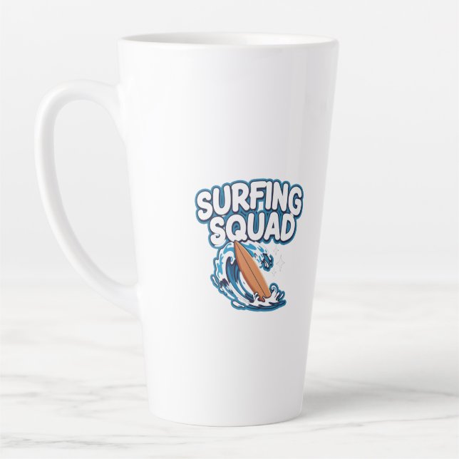Caneca De Café Latte Esquadrão surfando (Esquerda)