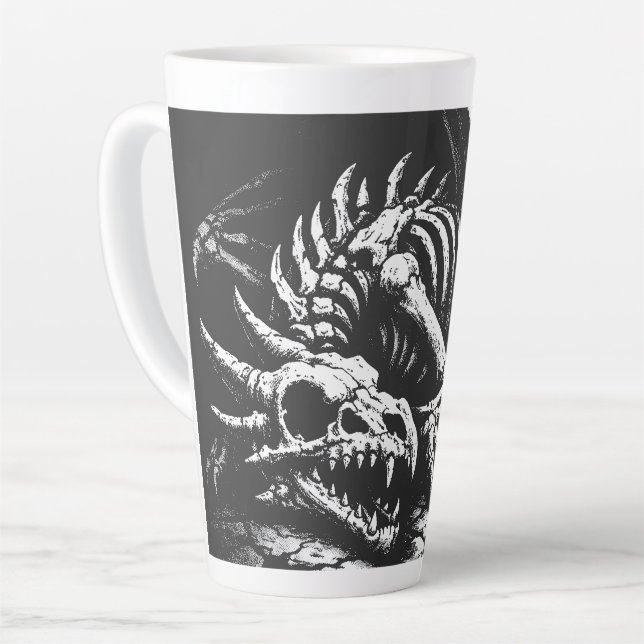 Caneca De Café Latte Esqueleto de Dragão — por BurnsInHell (Ângulo esquerdo)