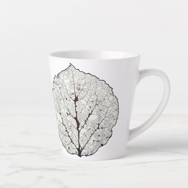 Caneca De Café Latte Esqueleto de Folha de Aspen 1 (Direita)