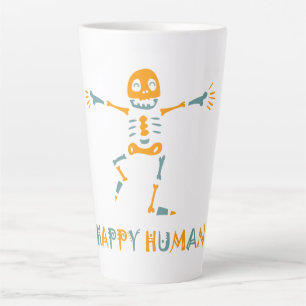 Caneca De Café Latte Esqueleto humano feliz