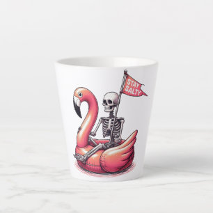 Caneca De Café Latte Esqueleto Sarcástico em Flamingo - Fique Salgado