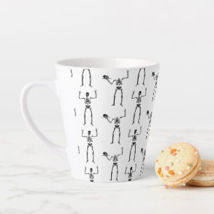 Caneca De Café Latte Esqueletos de Halloween, Doce ou Travessura, Buu
