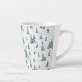 Caneca De Café Latte Esquiadores alpinos e Yetis oculto - Esqui Descida