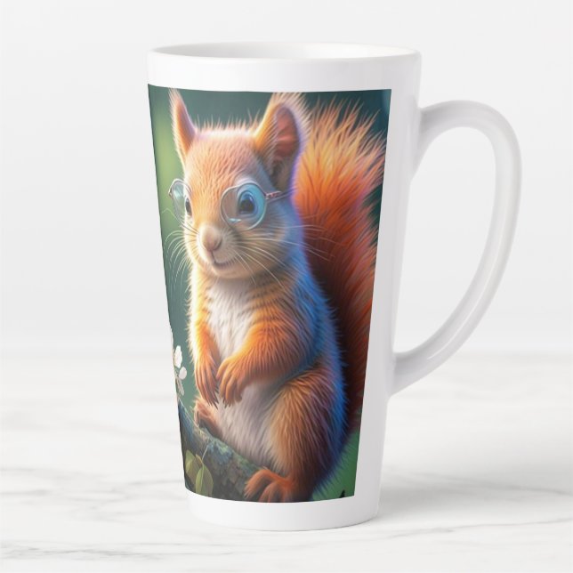 Caneca De Café Latte Esquilo Castanho Sentado no Ramal-56765 (Direita)